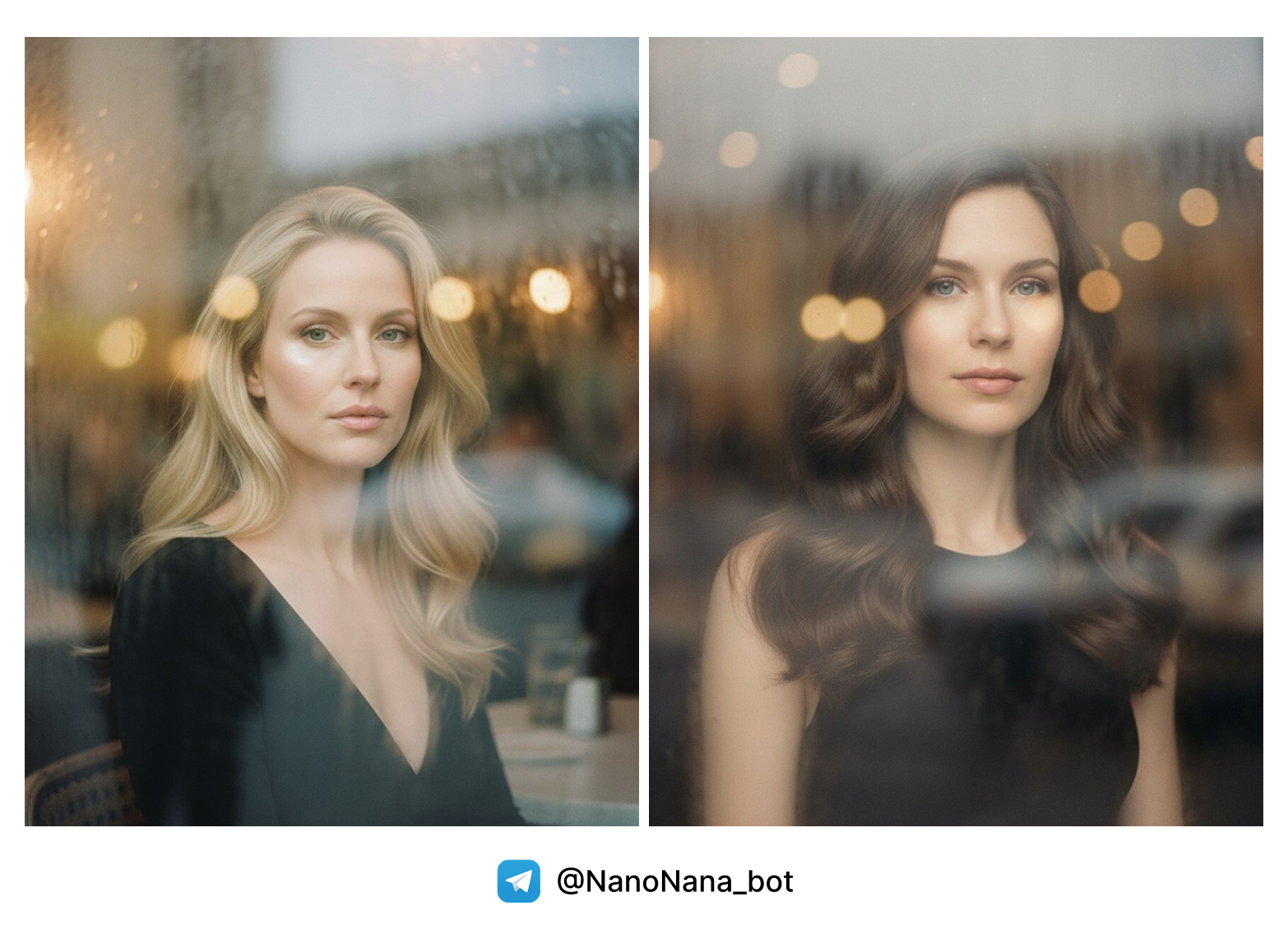 AI фотосессия девушки в элегантном новогоднем платье с праздничными огнями